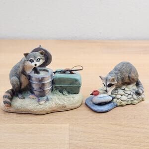 Vtg 1980s Lowell Davis Raccoon Figurines RFD Scotland Coon Capers Washed Ashore